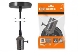 TDM Патрон Е27 с выключателем с подвесом 1 м, металлический "Лофт", черный SQ0335-0073 - фото 90124