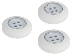 ЭРА Светодиодный фонарь подсветка SB-803 пушлайт 4хLED на батарейках 3хААА белый 3 шт Б0052860 - фото 90319