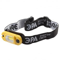 ЭРА Фонарь налобный светодиодный Рабочий GA-801 аккумуляторный мощный яркий 4 режима желто-черный Б0061089 - фото 90360