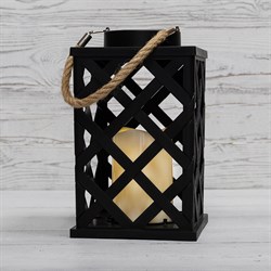 NEON-NIGHT Декоративный фонарь на солнечной батарее 14х14х24 см, черный плетеный корпус, теплый белый цвет свечения 501-145 - фото 90566