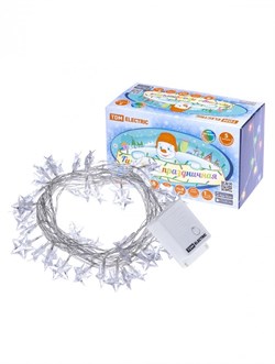 TDM Гирлянда светодиодная "Звездочки" 50LED, 5м, 8 режимов, многоцвет., прозр.шнур, 250 В, SQ0361-0049 - фото 90628