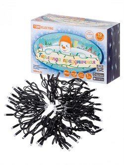 TDM Гирлянда светодиодная СГУ100Б10, 10м, мерц-е, 6500К, каучук чер., посл. подкл, IP65, 250 В, SQ0361-0043 - фото 90715