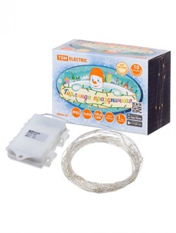 TDM Гирлянда светодиодная "Роса100" 100LED, 10м, 3000К, 3хАА, наружное использование, IP65, SQ0361-0058 - фото 91074