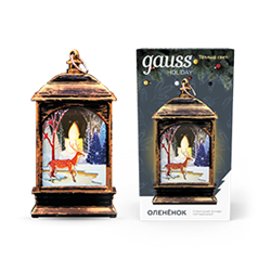 Gauss Фонарь новогодний светодиодный "Олененок" серия Holiday, ,1W, тёплый свет, бронзовый, батарейки в комплекте, HL031 - фото 91132