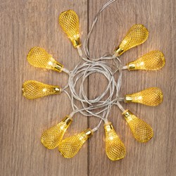 NEON-NIGHT Гирлянда светодиодная "Восточные фонарики" 10 LED ЖЕЛТЫЕ 1,5 метра, прозрачный ПВХ, питание 2*АА 303-071 - фото 91191