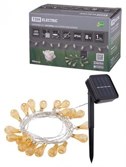 TDM Гирлянда ССГ "Бусины" на солнечной батарее, 4 м, 20 LED, желтый, IP54 SQ0330-0117 - фото 91198