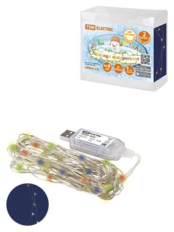 TDM Гирлянда светодиодная "Роса 100-Д" 10 м, 100LED, многоцветн., ПДУ, USB, IP20, SQ0361-0090 - фото 91323
