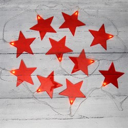 NEON-NIGHT Гирлянда светодиодная «Звездопад» красная 10 LED, 2,25 м, прозрачный ПВХ, теплый белый свет свечения, 2 х АА (батарейки не в комплекте) 304-002 - фото 91342