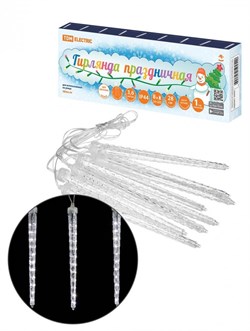 TDM Гирлянда светодиодная "Сосульки фигурные" 2,1 м, 176LED, 8 шт, падающий белый свет, 250 В, IP44 SQ0361-0095 - фото 91389