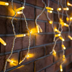 NEON-NIGHT Гирлянда Айсикл (бахрома) светодиодный, 4,8 х 0,6 м, белый провод, 230 В, диоды ТЕПЛЫЙ БЕЛЫЙ, 176 LED 255-138 - фото 91489
