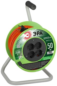 ЭРА Удлинитель силовой RP-4-2x1.5-50m на пластиковой катушке без заземления 4 розетки 50м ПВС 2х1,5мм2 Б0059784 - фото 93132