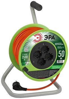 ЭРА Удлинитель силовой RP-4e-3x1.5-50m на пластиковой катушке c заземлением 4 розетки 50м ПВС 3х1,5мм2 Б0056104 - фото 93136