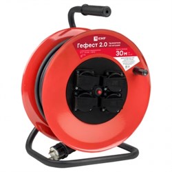 EKF PROxima Удлинитель на катушке "Гефест 2.0" 4 гнезда 50м с заземлением и предохранителем КГ 3*1,5 16А/3,5кВт IP44 UKG02-16-R315-4-50-IP44 - фото 93172