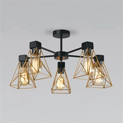 Eurosvet 70107/5 / потолочный светильник / черный/латунь a061402 a061402 - фото 95216