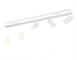 Ambrella Потолочный светодиодный светильник со сменной лампой и пультом управления FL66201/1+5 WH белый 67W 3000K-6400K+G9/2 1000*100*400 (ПДУ ИК) FL66201 - фото 95796