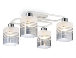 Ambrella Светильник потолочный TR303205/4 WH/CH/SM/FR белый/хром/дымчатый/белый матовый E27*4 max 60W 370*370*200 TR303205 - фото 96714