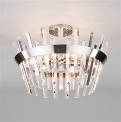 Eurosvet Потолочная люстра с хрусталем 10111/5 сатин-никель/прозрачный хрусталь Strotskis a047848 - фото 98341