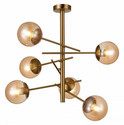 Evoluce SLE1099-312-06 люстра потолочная Латунь/Коньячный E27 6*60W SLE1099-312-06 - фото 98760