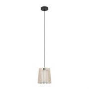 Eglo 900902 Подвесной светильник (люстра) FATTORIA, 1X40W (E27), ?200, сталь, черный / дерево, текстиль, 900902