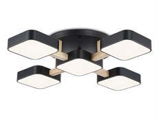 Ambrella Светильник светодиодный подвесной FL4883/5 BK/WD черный/дерево 90W 3000-6000K 675*675*110 (без ПДУ) FL4883
