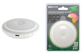 TDM Светильник накладной светодиодный 80х80, 0,5 Вт, Li-Pol 3,7 В 0,6 А*ч, дат. движ. и освещ., USB SQ0329-3615