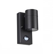 Odeon Light 4389/1W HIGHTECH ODL23 561 черный/металл/пвх стойкий к УФ излучению Настенный светильник с датчиком движения IP44 LED GU10 7W MOTTO 4389/1W