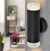ЭРА Светильник настенный WL50 BK/TR 2*GU10 2*12Вт IP20 черный, прозрачный Б0061194