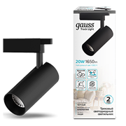 Светильник трековый Gauss цилиндр 20W 1650lm 4000K 180-240V IP20 65*210мм черный угол 24? LED 1/40 TR069