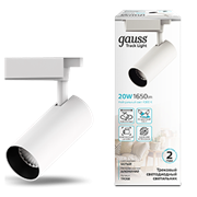Gauss Светильник трековый цилиндр 20W 1650lm 4000K 180-240V IP20 65*210мм белый угол 24? LED TR068