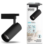 Gauss Светильник трековый цилиндр 24W 1830lm 4000K 180-240V IP20 65*210мм черный угол 24? LED TR071