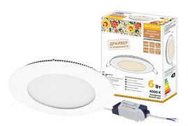 TDM Светильник ультратонкий встраиваемый светодиодный "Даунлайт НАРОДНЫЙ" СВО (белый) 6 Вт 4000К SQ0329-0059