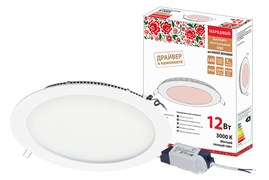 TDM Светильник ультратонкий встраиваемый светодиодный "Даунлайт НАРОДНЫЙ" СВО (белый) 12 Вт 3000К SQ0329-0095