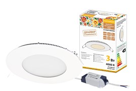 TDM Светильник ультратонкий встраиваемый светодиодный "Даунлайт НАРОДНЫЙ" СВО (белый) 3 Вт 4000К SQ0329-0544