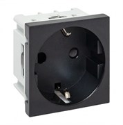 Розетка 45х45 с зазем., с защ. шторками, 90 градусов, черная, матовая EKF E2MR16-028-30