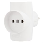Тройник электрический, 16 А, без заземления, белый Rexant 11-1077
