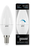 Gauss Лампа Свеча 7W 590lm 4100К Е14 диммируемая LED 103101207-D