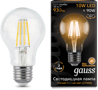 Gauss Лампа Filament А60 10W 930lm 2700К Е27 LED 102802110