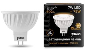Gauss Лампа MR16 7W 600lm 3000K GU5.3 LED 101505107