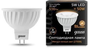Gauss Лампа MR16 5W 500lm 3000K GU5.3 LED 101505105