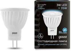 Gauss Лампа MR11 3W 300lm 4100K GU4 LED 132517203