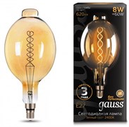 Gauss Лампа Filament BT180 8W 620lm 2400К Е27 golden flexible LED 152802008