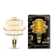 Gauss Лампа Filament BD180 8W 560lm 2400К Е27 golden flexible LED 161802008