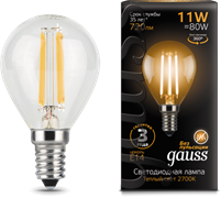 Gauss Лампа Filament Шар 11W 720lm 2700К Е14 LED 105801111