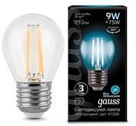 Gauss Лампа Filament Шар 9W 710lm 4100К Е27 LED 105802209
