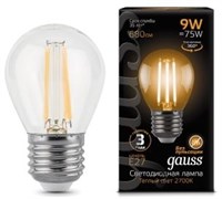 Gauss Лампа Filament Шар 9W 680lm 2700К Е27 LED 105802109
