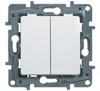 Legrand Etika белый выключатель 2-х клавишный, 10А 672202