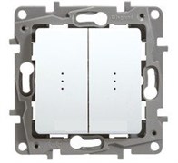 Legrand Etika белый переключатель 2-клавишный с подсветкой, 10А, Автоматические клеммы 672216