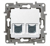 Legrand Etika белый розетка тел.+ комп. (RJ11+RJ45) 5 категория  UTP 672252