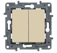 Legrand Etika слоновая кость выключатель 2-х клавишный, 10А, Винтовые клеммы 672302