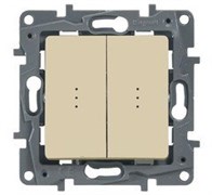 Legrand Etika слоновая кость выключатель 2-х клавишный с подсветкой, 10А, Винтовые клеммы 672304